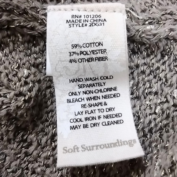 Soft Surroundings Tan Metallic Pointelle Pullover Sweater Sz S - Picture 12 of 12